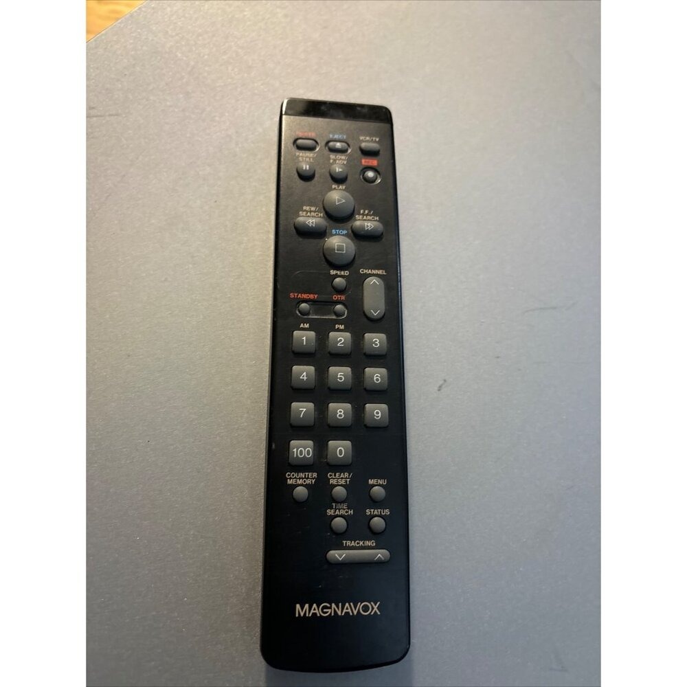 Magnavox VS9S1270 VCR TV Remote Control Black Good Tracking OTR Button Japan